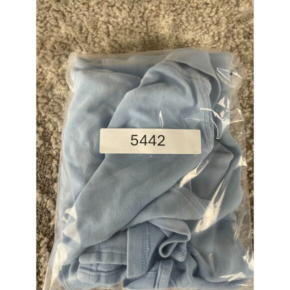 LL Bean Size L Minimalist Casual Polo Top Blue Short Sleeve Collar Button - Picture 10 of 10